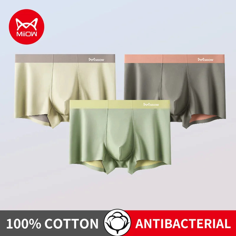 MiiOW Dry Breathable Summer Men's Panties Set Seamless Sexy Men Underwear Boxers Cotton Crotch Man Underpants Male Boxer Briefs
