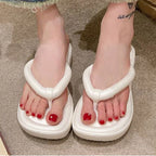 Sweet Womens Wedges Clip Toe Sandals EVA Summer Solid Thick Sole Flip Flops Indoor Outdoor Slip-on Beach Zapatillas
