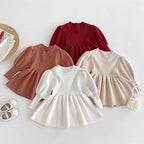 Baby Girls Knit Dress Autumn Winter Princess Dress Knitted Sweater Outfits Long Sleeve Red Christmas Party Dress Kids Clothes