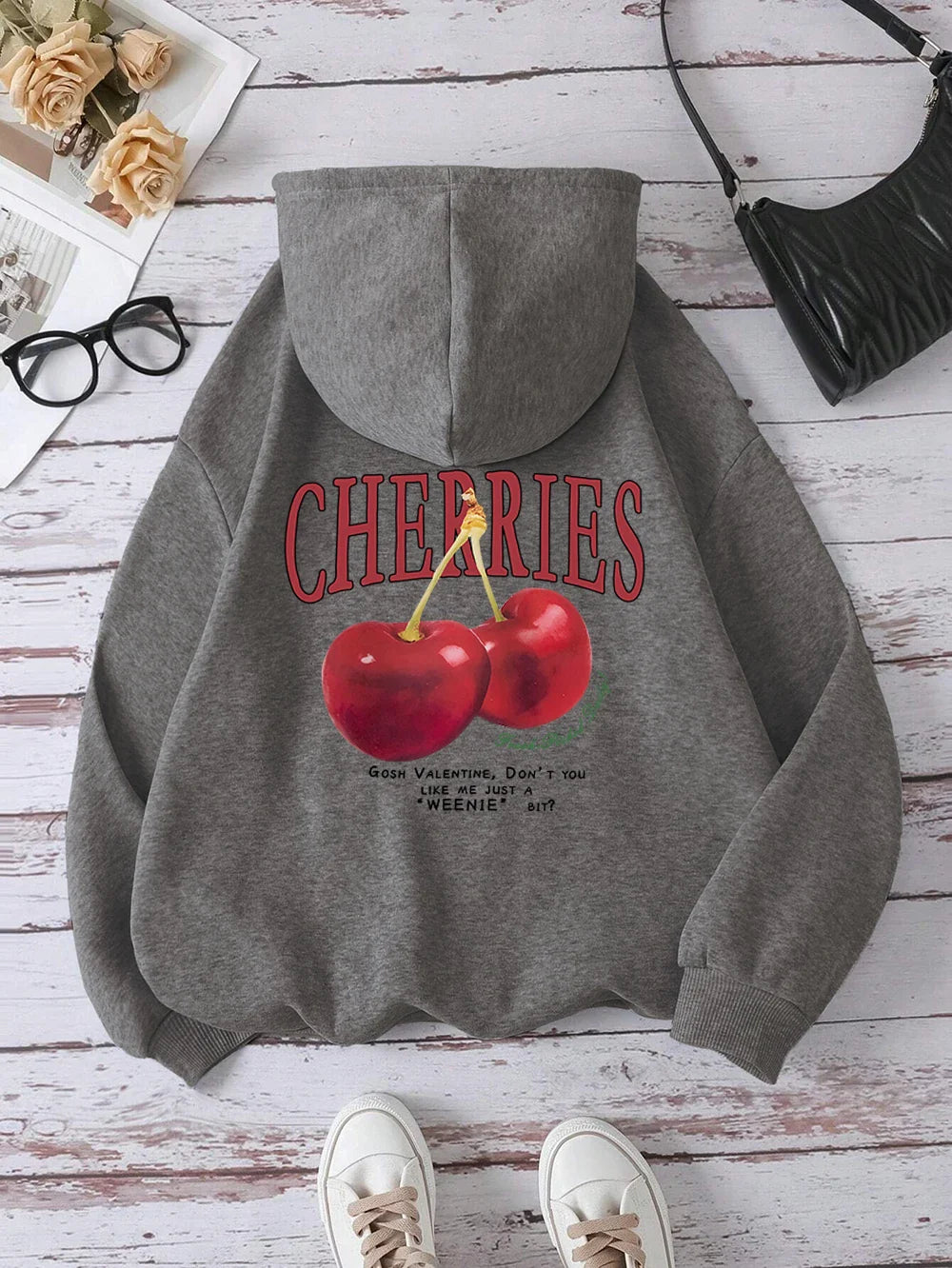 Cherries Cosh Valentine Funny Print Hoody Men Women Hip Hop Pullover Hoodie Loose Warm Sweatshirt Fashion Fleece Clothing Couple