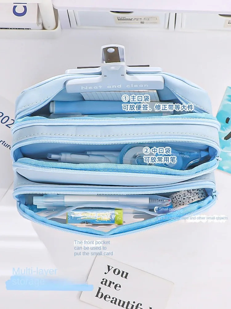 Exquisite Transparent Pencil Case Student Large Capacity Multifunctional Convenient Stationery Storage Bag