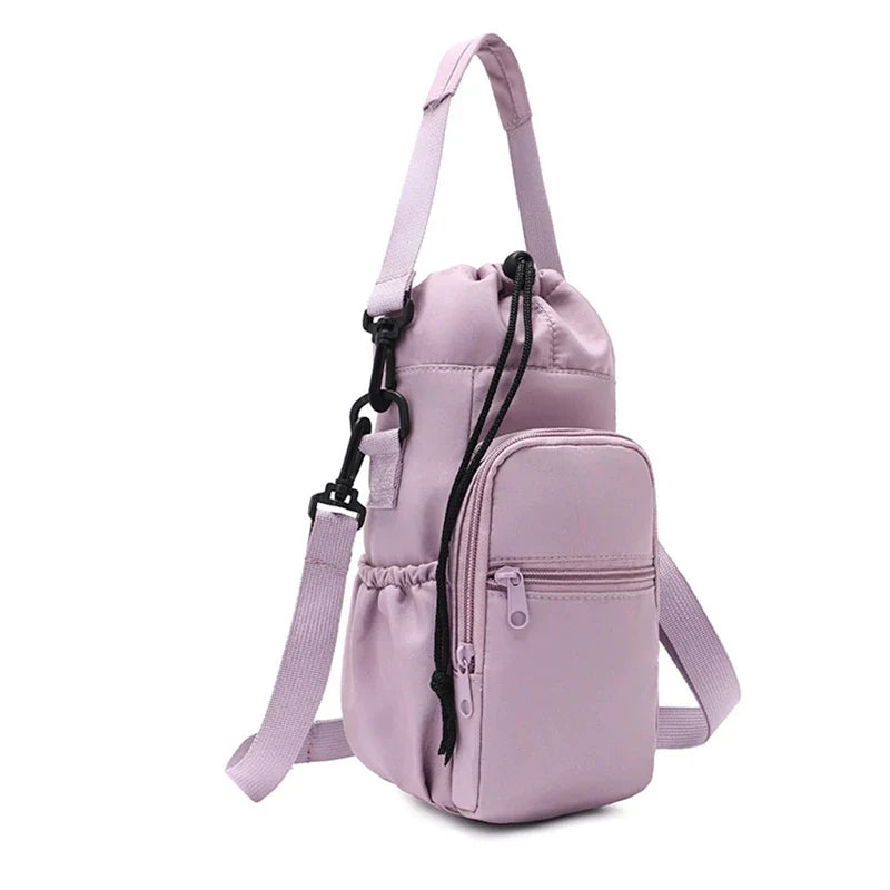 Water Bottle Holder with Strap, Insulation Water Bottle Carrier Bag with Phone Pocket, Water Bottle Sling Bag Crossbody