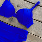 Cheap Push Up Bikinis Women Swimsuits  Solid Padded Women Swimwear Vintage Female Swimsuit High Waist Biquini Bathing Suit