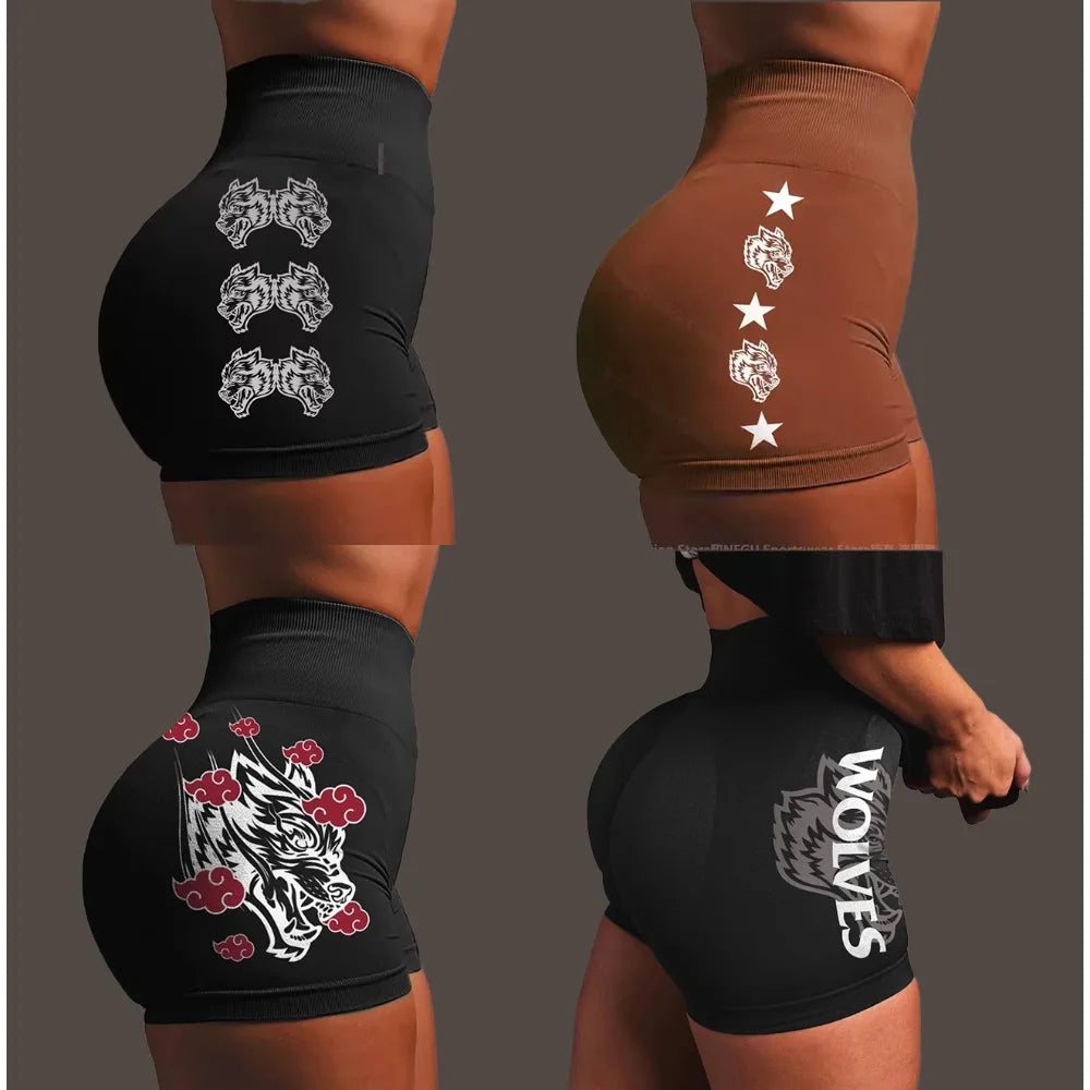 Women Shorts Yoga Wolf Seamless Gym Shorts Women Summer Workout Short Legging Sport Wear Fitness Outfits Gym Yoga Run Shorts
