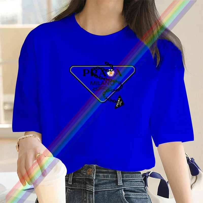 Women's luxury brand Fashion cartoon dog print women's T-shirt 2025 summer street fashion women's T-shirt Top women's T-shirt