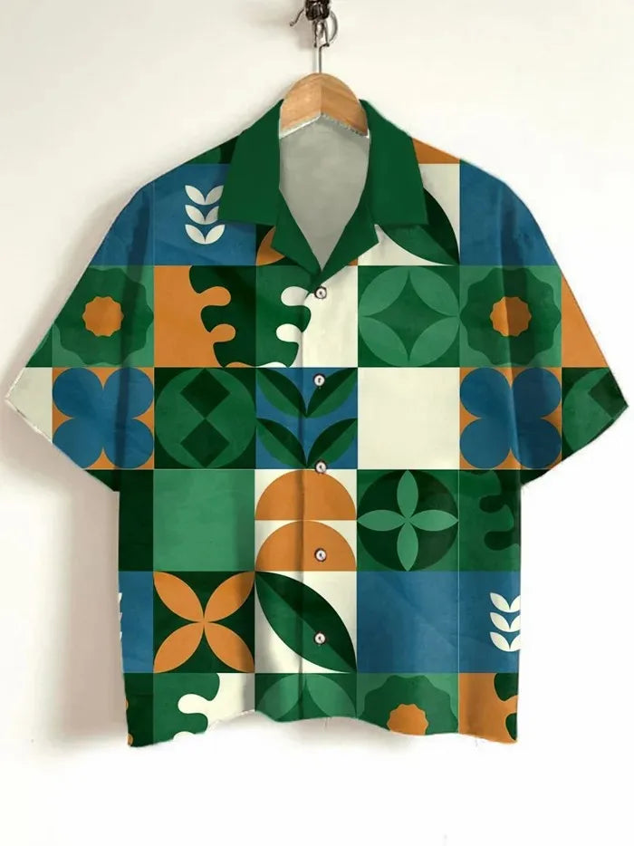 Men's Art Graphics Shirts Short Sleeved Button Down Lapel Shirt For Summer Oversized Tops Vacation Casual Hawaiian Shirts