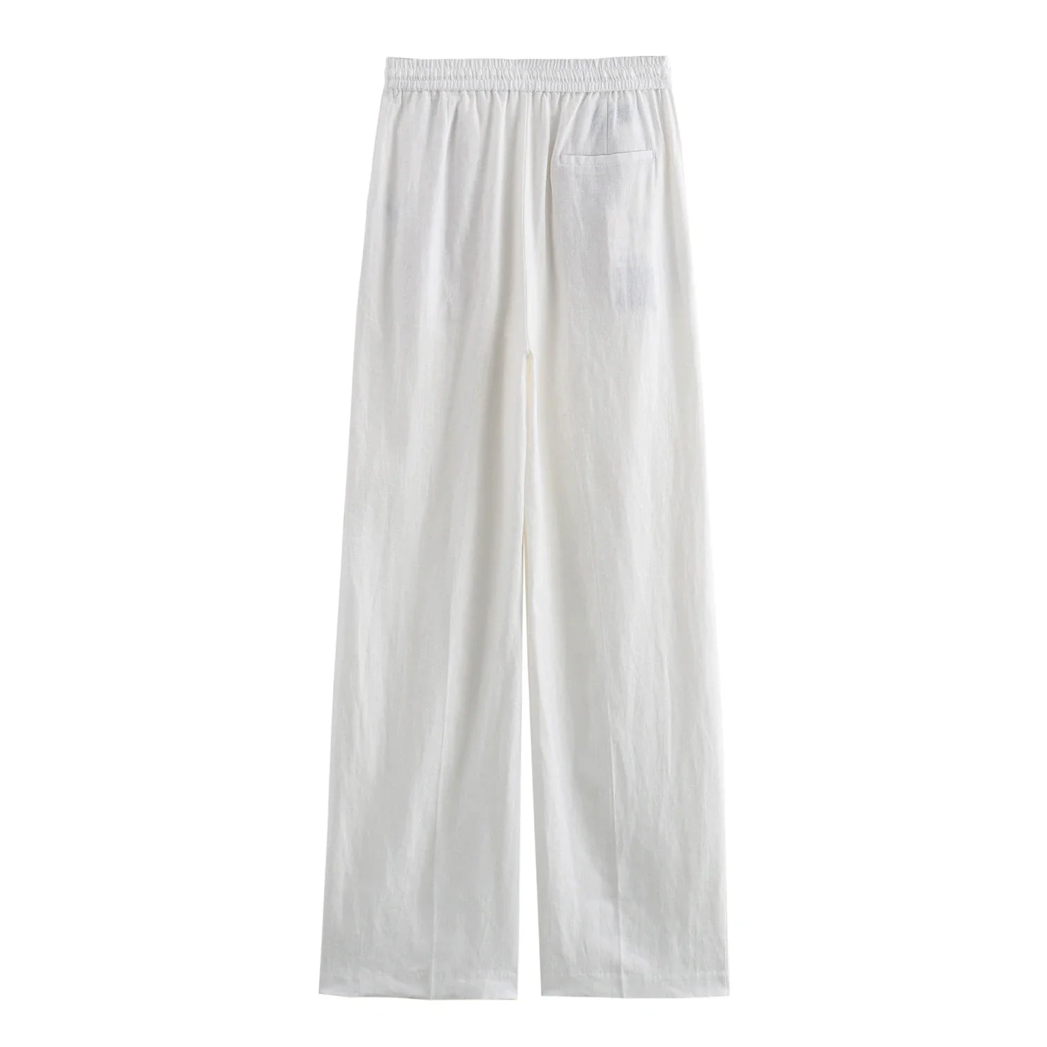 TRAF Women Fashion Spring Summer Lace-up Linen Blended Straight Pants Pocket Office Lady Chic High Waist Trousers Mujer