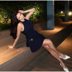 Fashion Y2K Pleated Mini Dress For Women 2025 New Elegant Sleeveless O-neck Chic Evening Short Dress Female Club Party Vestidos