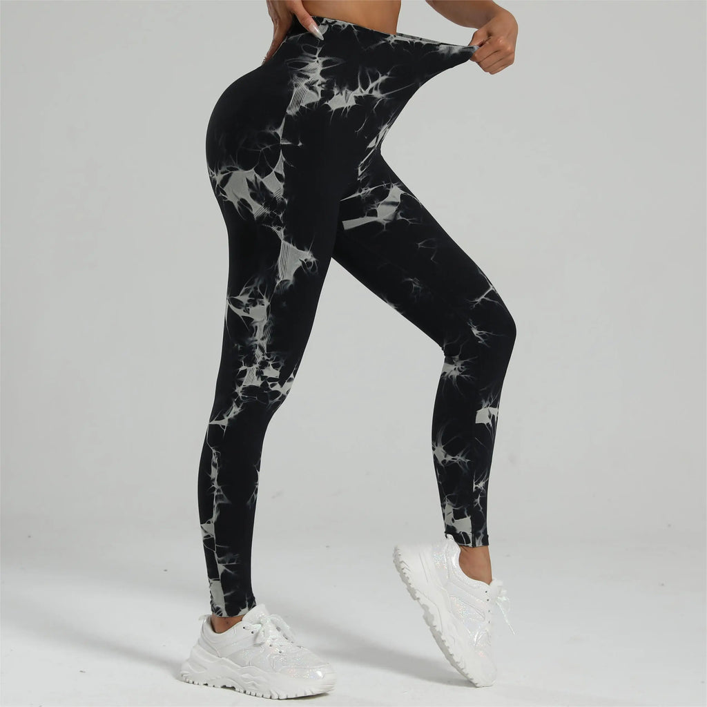 Women Tiedye Gym Leggings Seamless Mujer Push Up Seamless Pants Scrunch Sports Fitness High Waist Workout Yoga Leggins Drop Ship