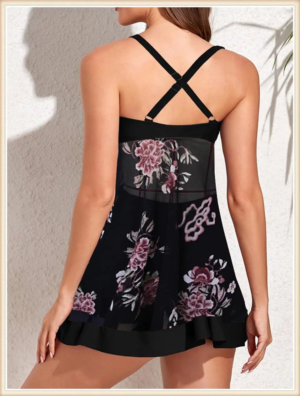 High Waist Swimsuit Beach Dress 2024 Women 2 Piece Printed Tankini Set Swimwear Female Bathing Swimming Swim Suit Beachwear Lady