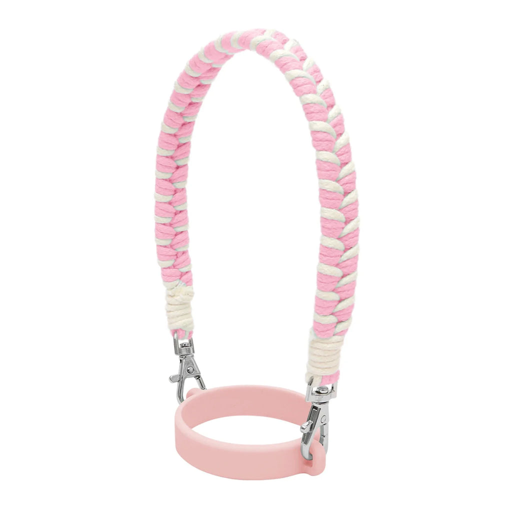 Water Bottle Handle Strap Handmade Flower 16-40oz Tumbler Silicone Safety Ring Cotton Rope Flower Durable Water Bottle Strap