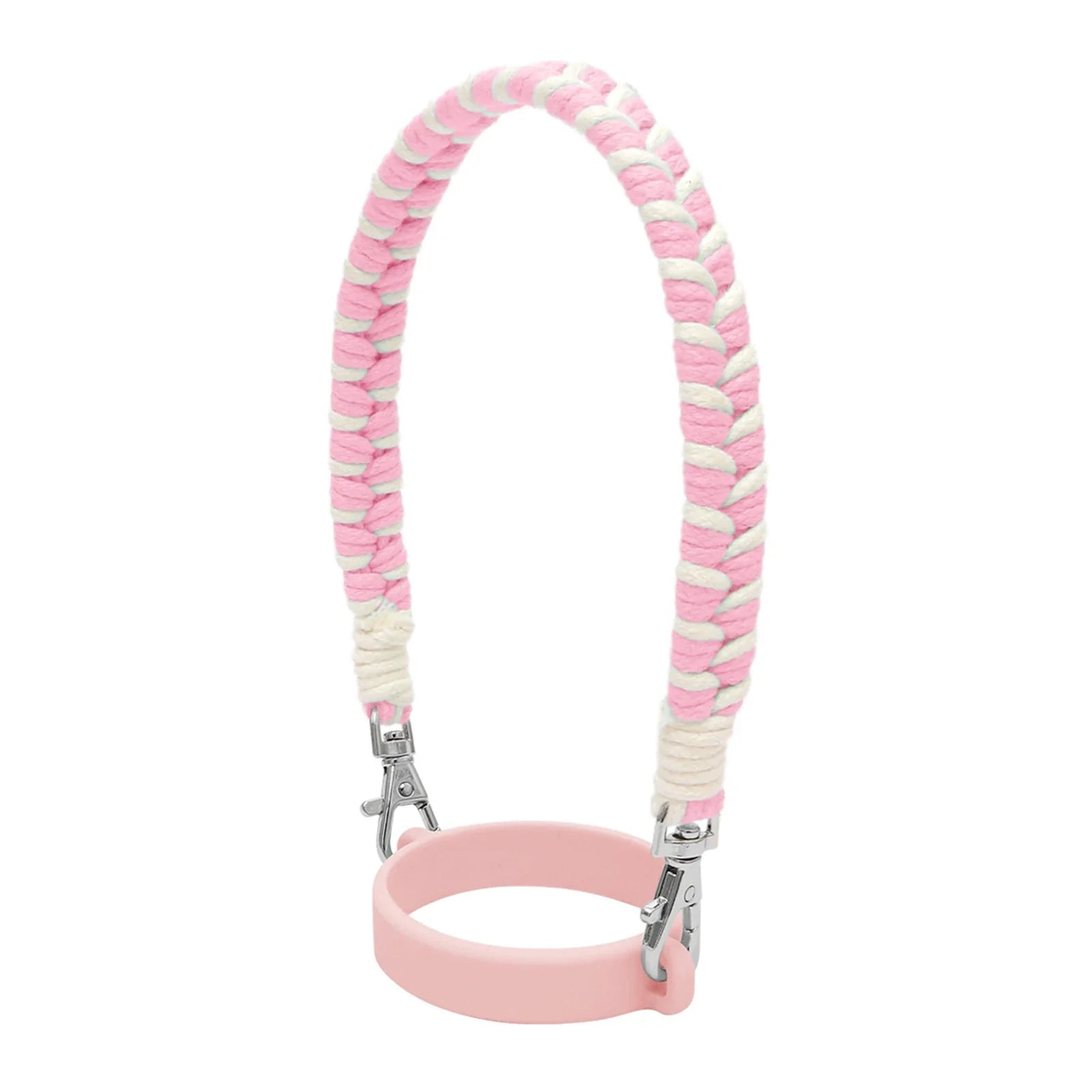 Water Bottle Handle Strap Handmade Flower 16-40oz Tumbler Silicone Safety Ring Cotton Rope Flower Durable Water Bottle Strap