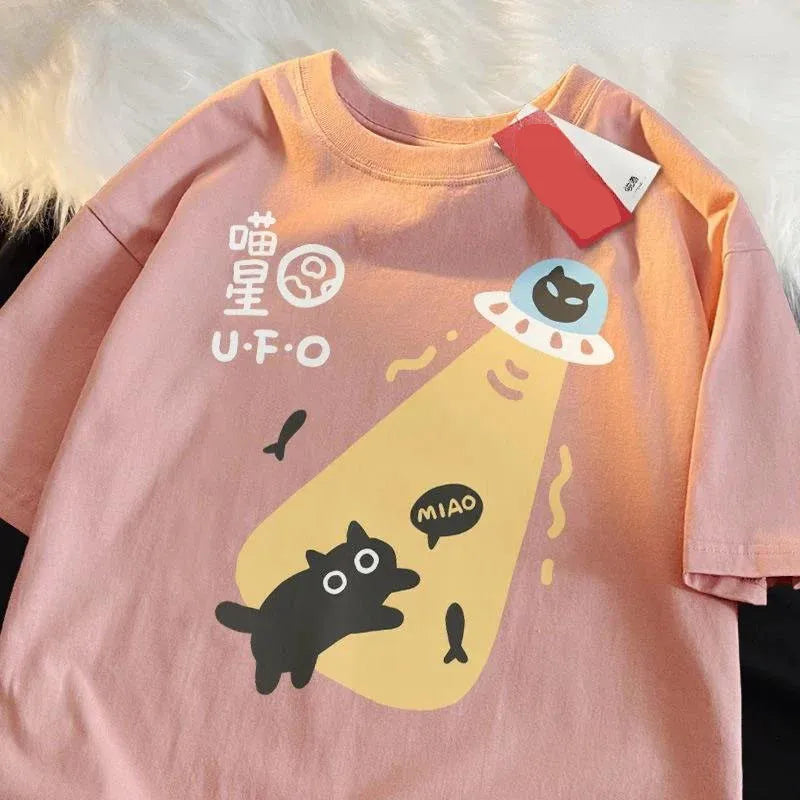 American Retro Short Sleeved T-shirt Men/Women 2025 Summer New Korean Ins Neutral Style Round Neck Top