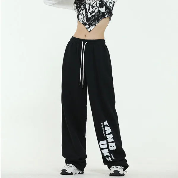 American Star Print Women Oversized Pants High Waist Loose Casual Sports Pants for Women Spring Summer Thin Woman Trouser Y2K