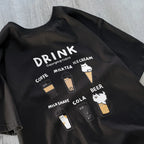 Women's Korean Drink Cat Letter Print Loose Short Sleeve T-Shirt Summer Soft Comfort Shirt