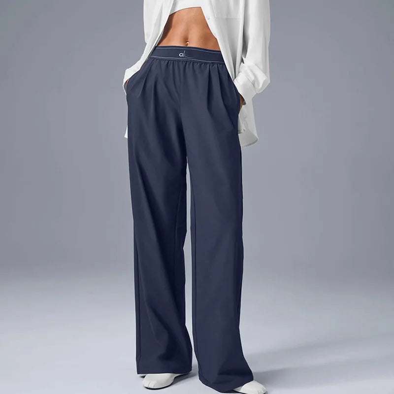 yoga high waist women's straight leg wide leg pants sports fitness pilates training casual pants