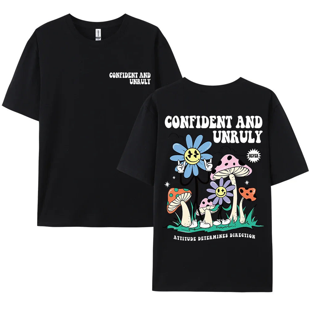 Confident And Unruly Attitude Determines Direction Men T Shirt Cotton Shirt Street Loose T-Shirts Summer Breathable Short Sleeve