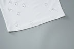 Dulzura Ribbed Sleeveless Crop Tank With Water Droplets Diamond Decorate Sexy Elegant Top Party Club Streetwear Spring Summer
