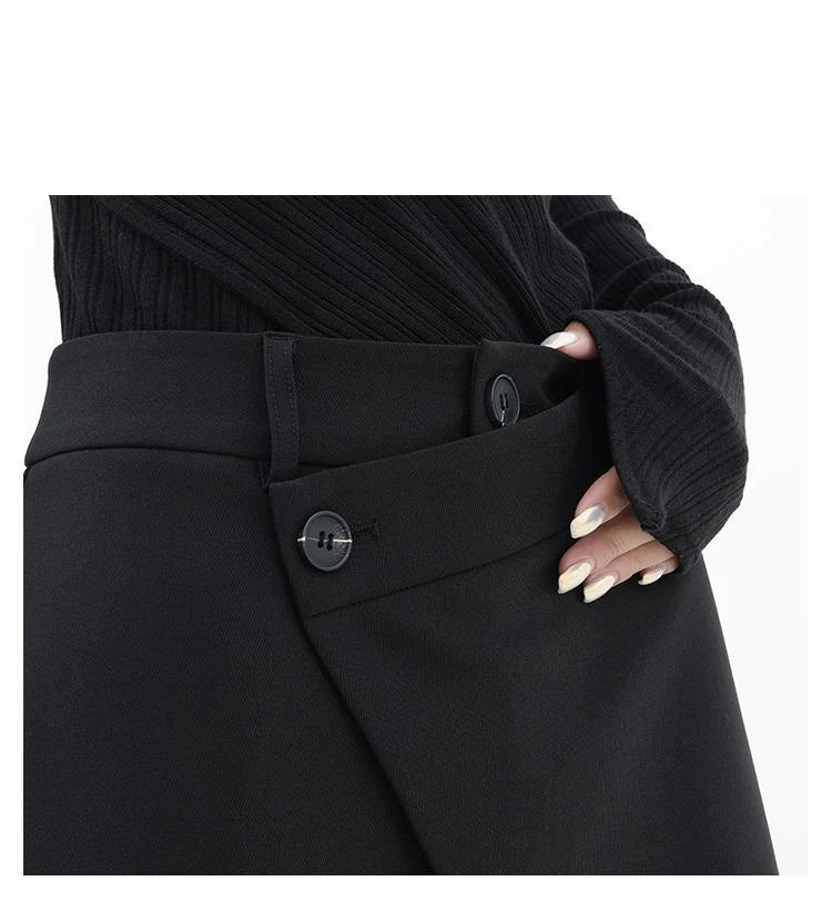 HOUZHOU Women Wide Suit Pants High Waist Gothic Japanese Style Baggy Black Trousers Irregular Straight Pants Casual Streetwear