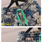 Summer floral shorts men's trendy casual five quarter pants 2025 new loose trendy sports beach pants