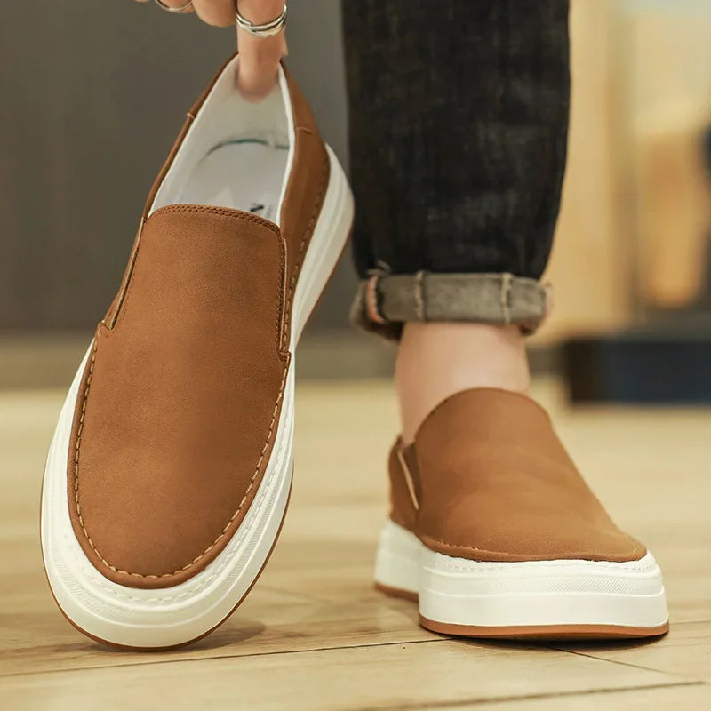 High Quality Brand Men's Genuine Leather Shoes Soft Soles Comfortable Loafers Non Slip Outdoor Men's Flat Shoes Free Delivery