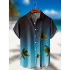 New Gradient Shirt Men's Loose Short Sleeve Shirts Casual Print Lapel Button-down Shirts Summer Casual Beach Shirt Free Shipping