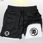 Goku Anime Running Shorts Men Fitness Gym Training 2 in 1 Sports Shorts Quick Dry Workout Jogging Double Deck Shorts