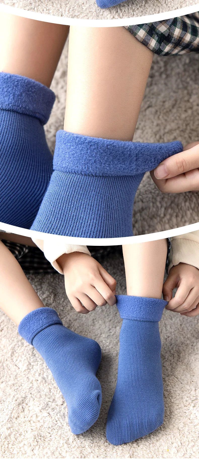Girls socks Children's snow socks Autumn winter plush thickened warmth medium and large children's baby boys long cotton socks