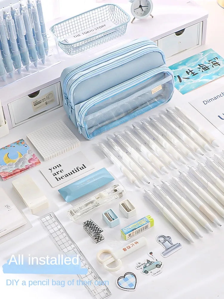 Exquisite Transparent Pencil Case Student Large Capacity Multifunctional Convenient Stationery Storage Bag