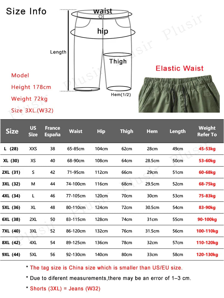 Summer Men's Cargo Shorts Cotton Loose Fit Big Size String Banding Men Short Pants Streetwear Casual Work Bermuda Shorts