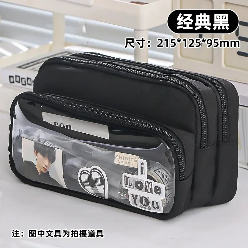 Exquisite Transparent Pencil Case Student Large Capacity Multifunctional Convenient Stationery Storage Bag