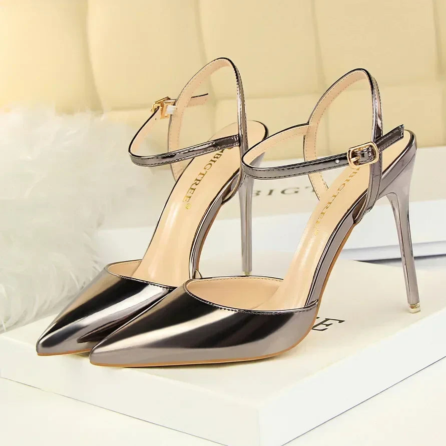 Summer Women Red Blue Sexy Nightclub Stripper Dance Sandals Lady Fetish 10.5cm High Heels Holiday Concise 2024 Versatile Sandles