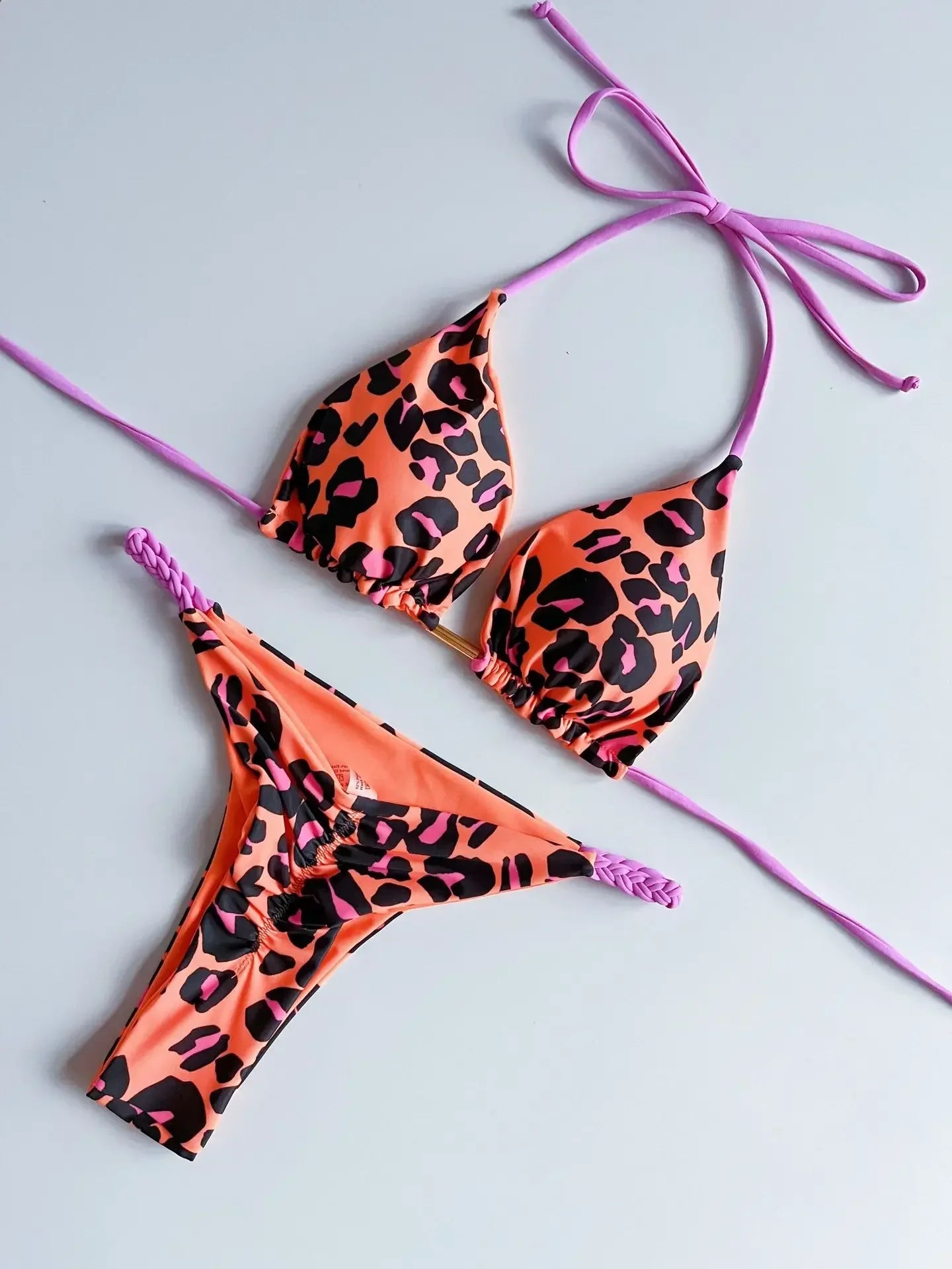 Swimwear Women Leopard Printed Sexy Bikini Set Striped Beachwear Summer Swimsuit Two-pieces Thong Bathing Suit Biquinis
