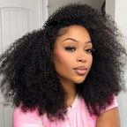 Geeta Half Wigs Human Hair Kinky Curly 3 In 1 Human Hair Wig Seamless Flip Over Half Wig Beginner Friendly Curly Wigs for Women