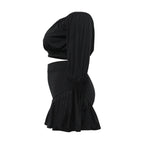 CM.YAYA Plus Size Women's Set Long Sleeve Slash Neck T-Shirt and Shorts 2025 Summer Ruched Two 2 Piece Set Outfits Tracksuit