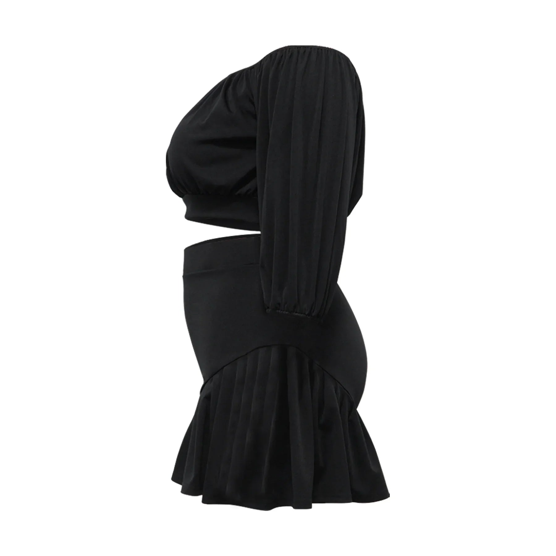 CM.YAYA Plus Size Women's Set Long Sleeve Slash Neck T-Shirt and Shorts 2025 Summer Ruched Two 2 Piece Set Outfits Tracksuit