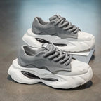 Chunky Sneakers Men Designer Soft Sole Sport Shoes Fashion Casual Microfiber Leather Upper Height Increased Platform White Shoes