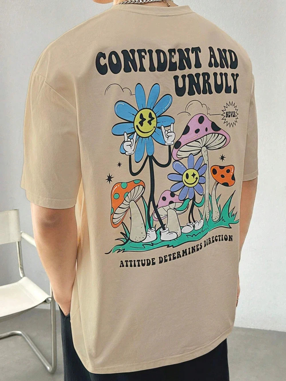 Confident And Unruly Attitude Determines Direction Men T Shirt Cotton Shirt Street Loose T-Shirts Summer Breathable Short Sleeve