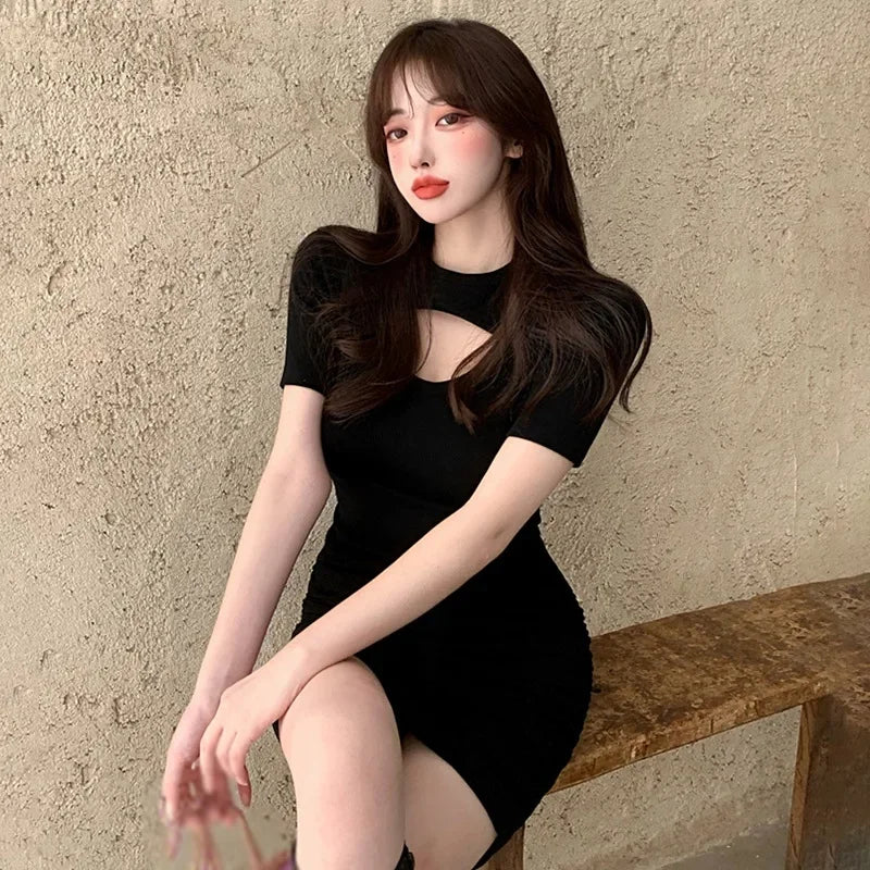 Women Sundress Pleated Vestido Mini Dress Summer Sexy Party Black Bandage Bodycon Pencil Dress Elegant  Female Vintage Vestidos