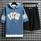 Hoodies Set Shorts Summer Suits Pullover Hat Casual T Shirt T-shirt Hood Print Clothing for Men Hoodie Men New Top Short Sleeve