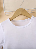 Girls' white floral print dress, comfortable polyester blend, elastic and comfortable