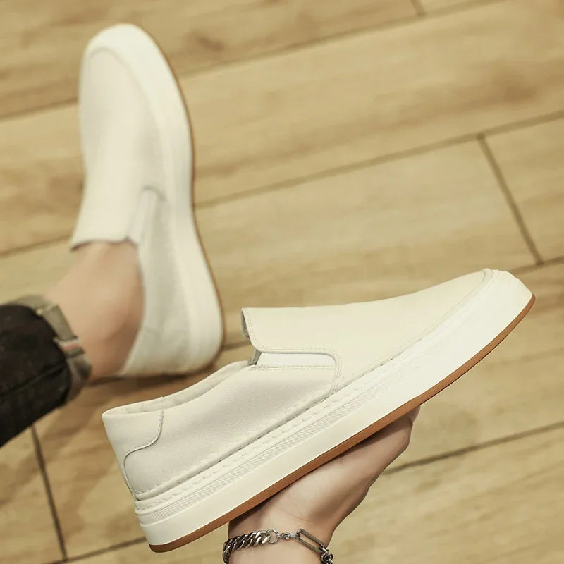 High Quality Brand Men's Genuine Leather Shoes Soft Soles Comfortable Loafers Non Slip Outdoor Men's Flat Shoes Free Delivery