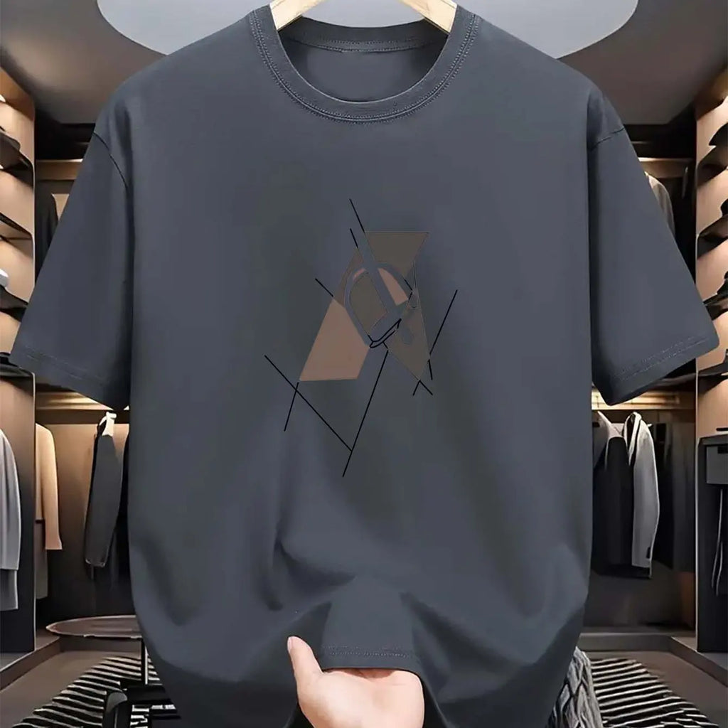 Men's summer 100 cotton fashionable casual sports loose plus size letter pattern printed round neck short sleeved T-shirt