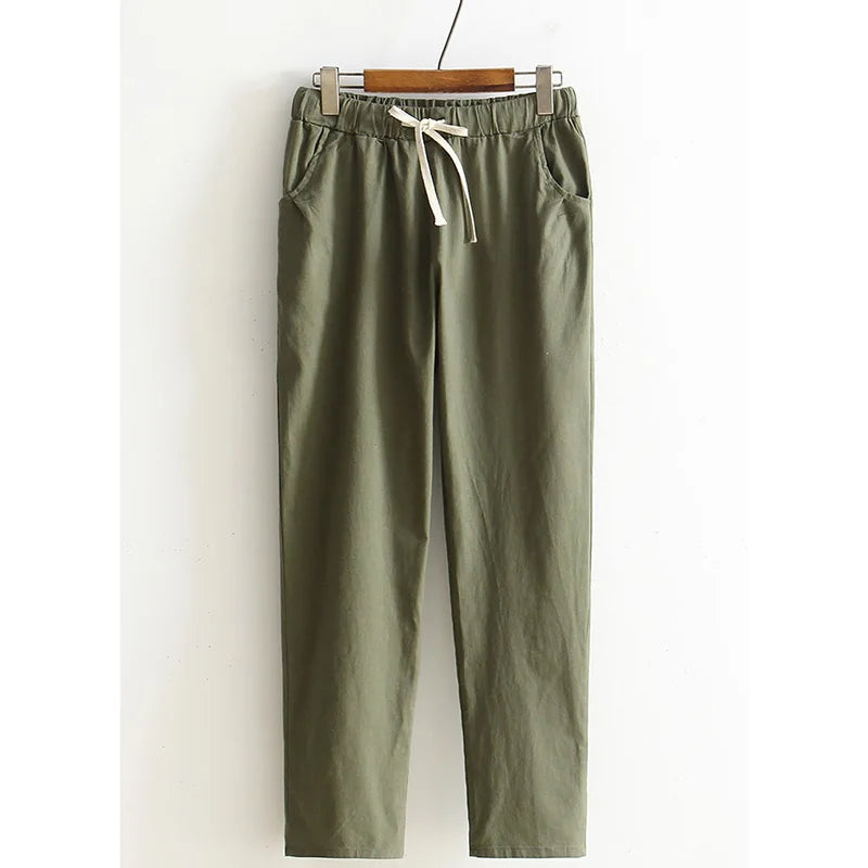 Women Pants Spring Summer Casual Harem Pants Cotton Elastic waist Harem Ankle-Length Trousers high quality for Female ladys