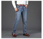 Wthinlee New Business Men's Jeans Casual Straight Stretch Fashion Classic Blue Black Work Denim Trousers Male Brand Clothing