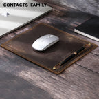CONTACT'S FAMILY Anti-Slip Mouse Pad Mat Laptop Nubuck Leather with Pen Holder Gaming Mice New Desk Cushion Retro Comfortable