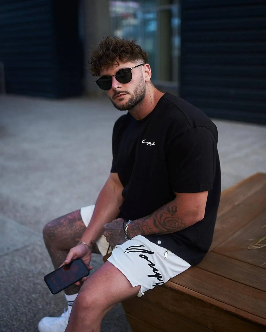 Woven Sports Quick Drying Black Shorts Men's Fitness Tide Brand Bodybuilding Slim Zipper Pocket Running Hip-hop Training Pants