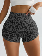 Women Leopard Gym Shorts Athletic Butt Lifting Workout Biker High Waist Yoga Pants Leggins Sports Fitness Short Tights