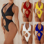 Swimsuits Women's Plus Size Bathing Suit Tummy Control Swimwear Women Sexy Hollow One Piece Swimsuits High Waist Bikini Bottoms