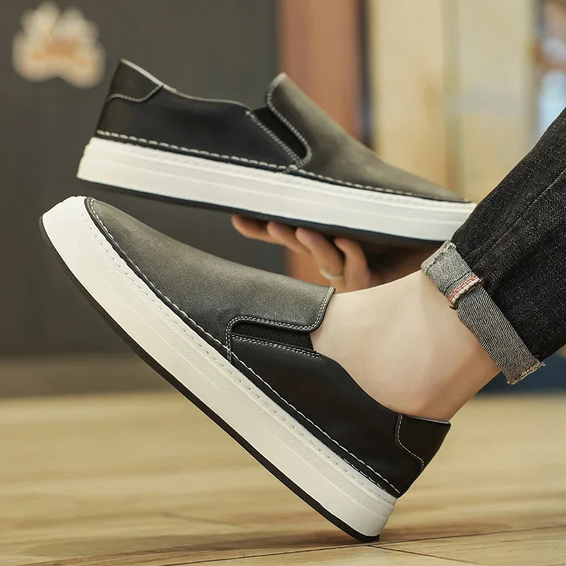 High Quality Brand Men's Genuine Leather Shoes Soft Soles Comfortable Loafers Non Slip Outdoor Men's Flat Shoes Free Delivery